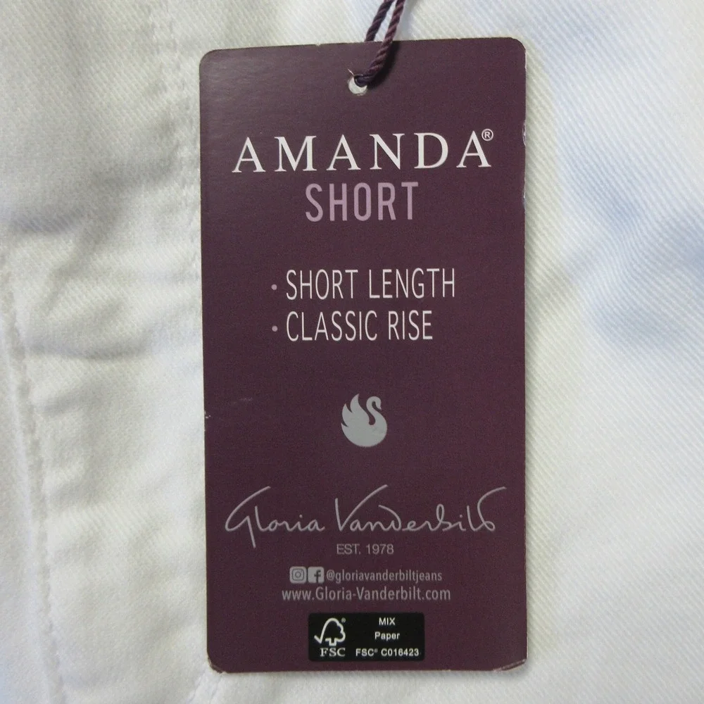 GLORIA VANDERBILT Amanda Jean Shorts Sz 14 Vintage White Stretch Denim Jorts NWT